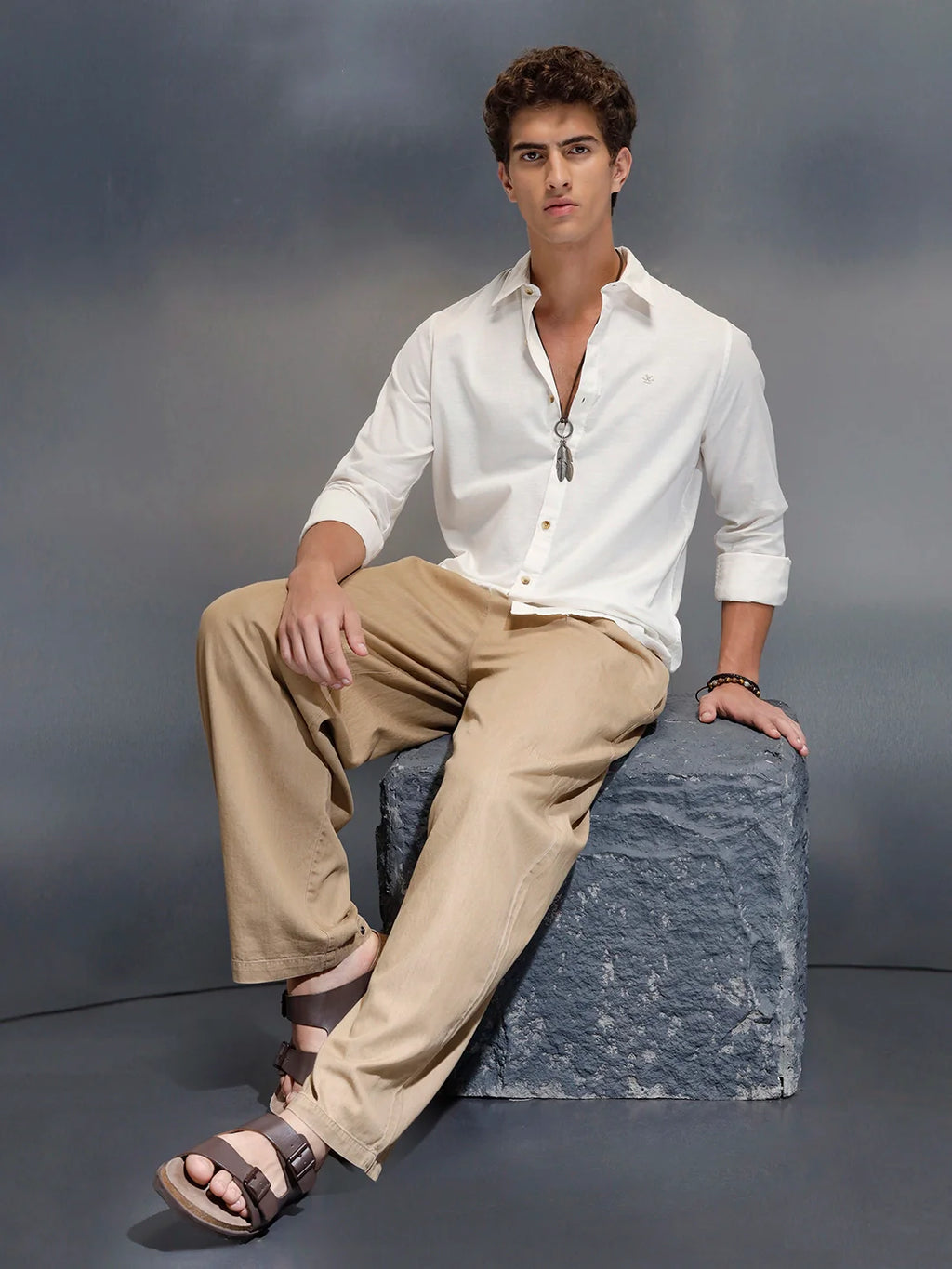 Tailored Slim Fit Casual Shirt for Men | Off White