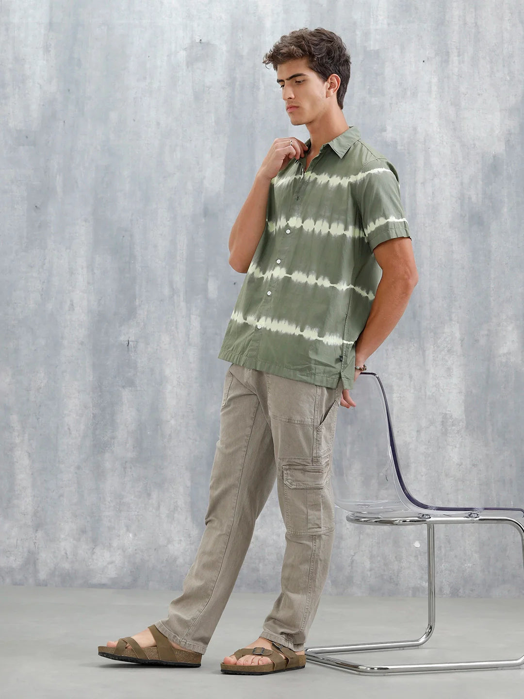Tie Dye Printed Regular Fit Shirt | Green