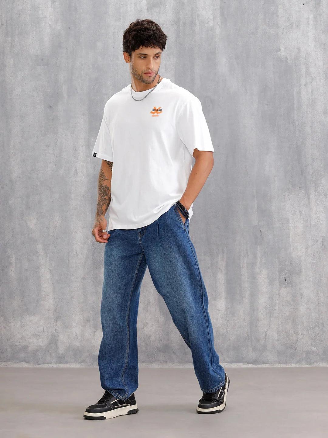 Oversized Fit Brand Carrier T-Shirt With Back Print | White