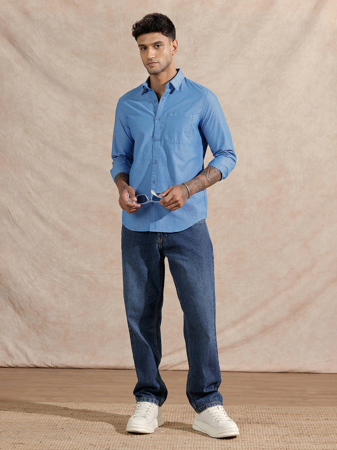 Solid Chambray Comfort Fit Shirt | Blue