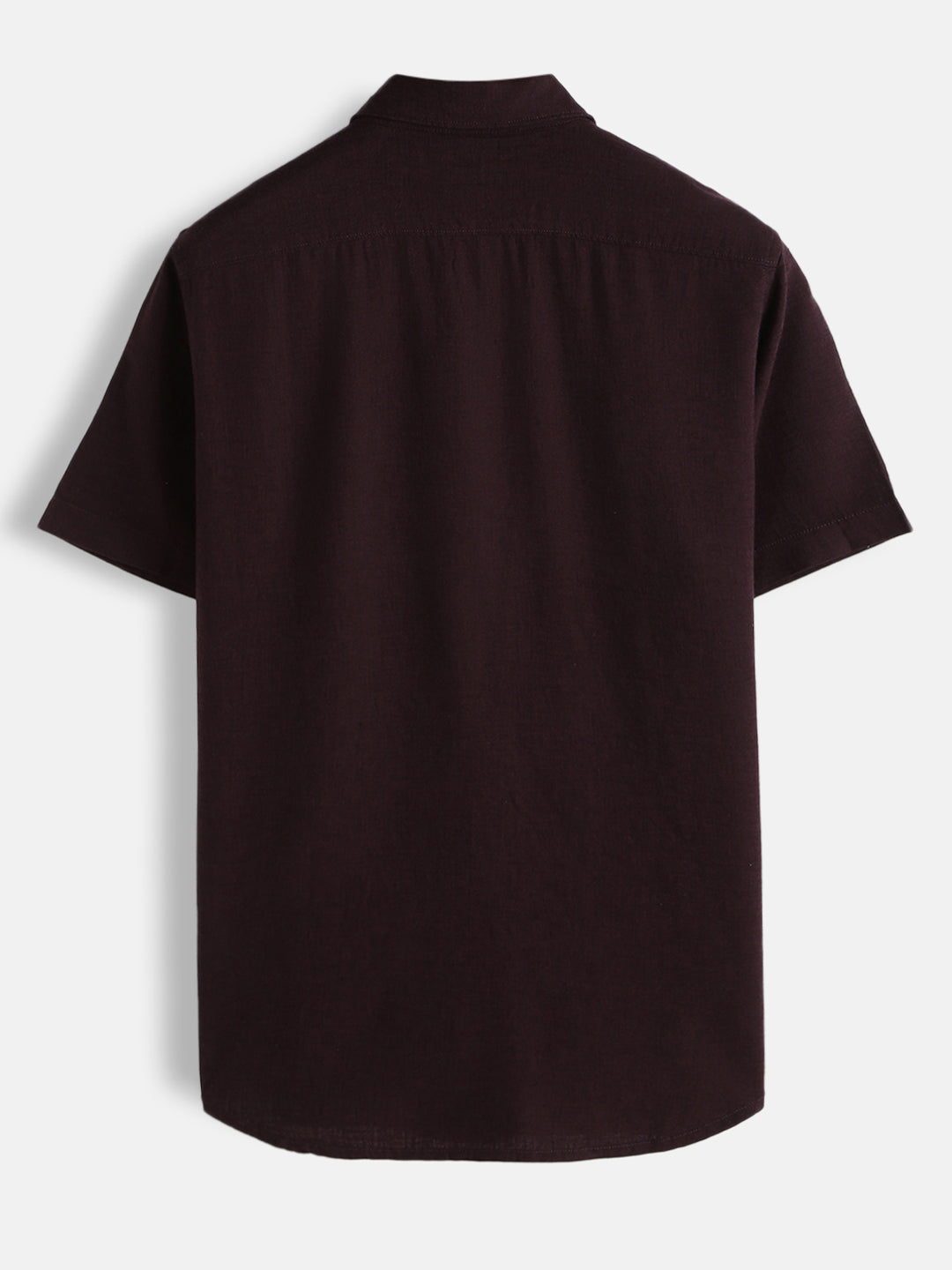Solid Linen Blend Slim Fit Shirt | Maroon