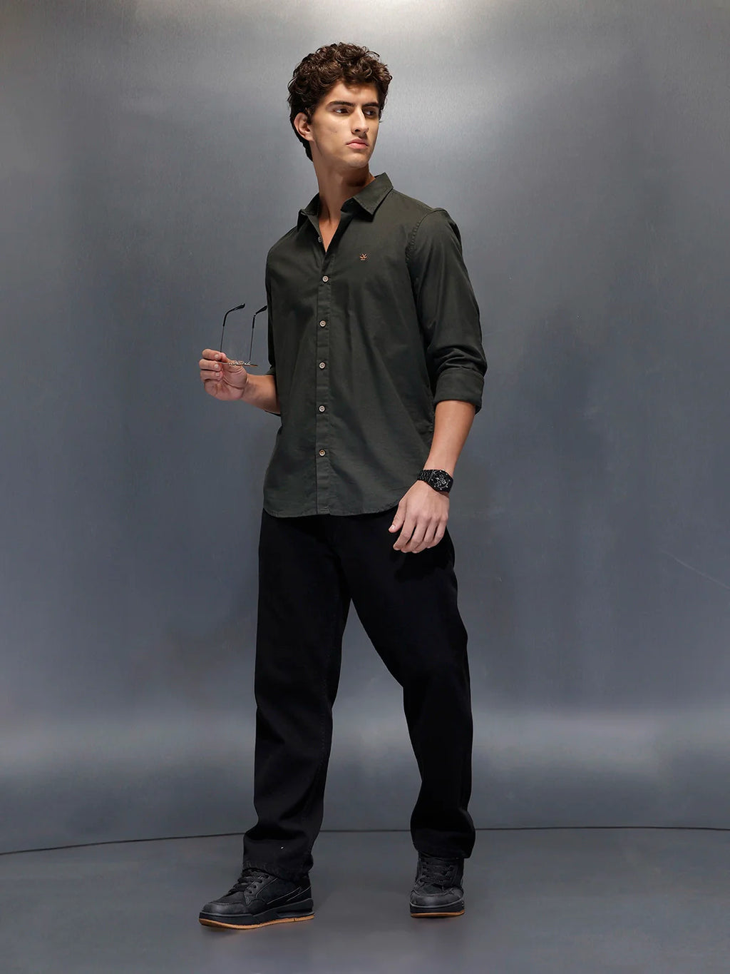 Men's Slim Fit Casual Shirt  |  Dark Green