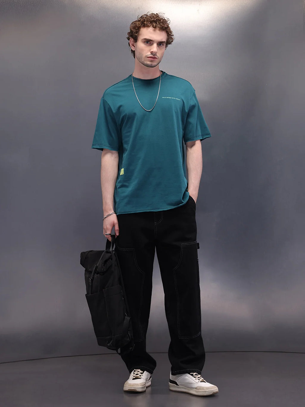 Raw Edge Printed T-Shirt | Green