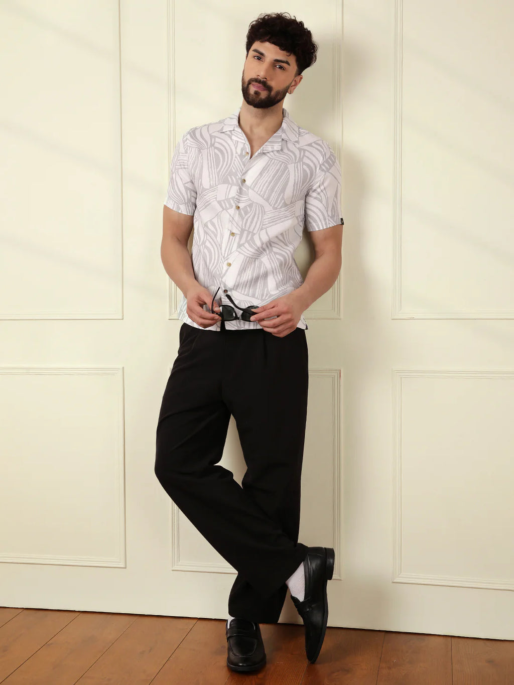 Textured Patterns AOP Shirt | Grey