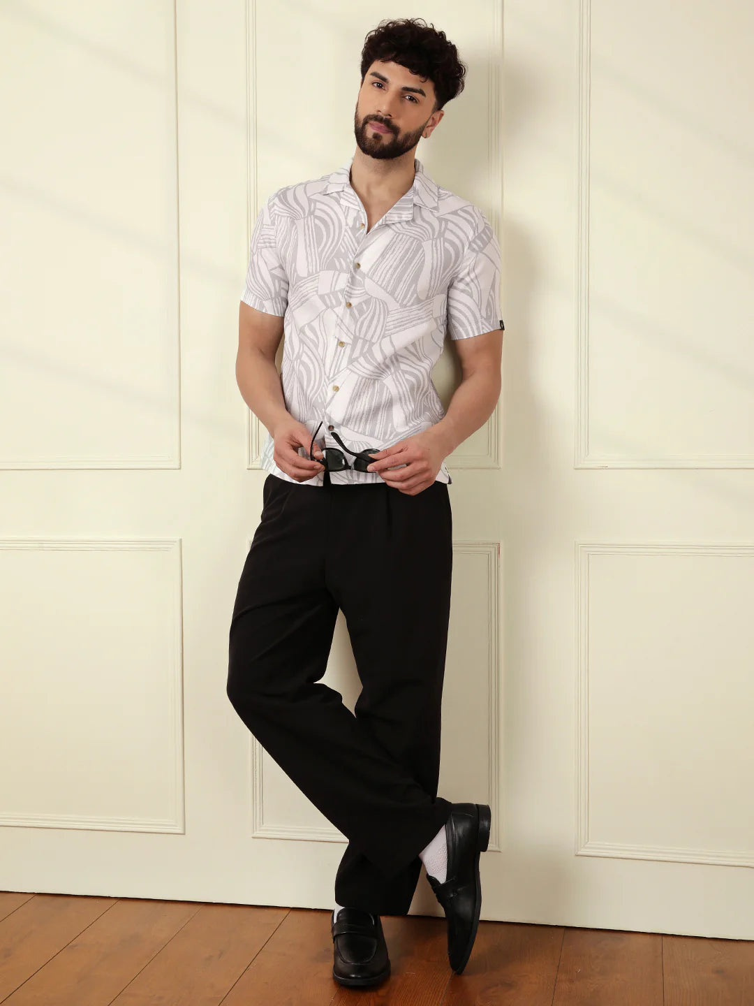 Textured Patterns AOP Shirt | Grey