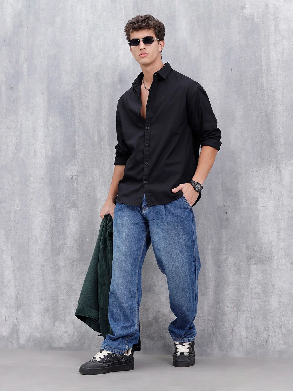 Solid Oversized Casual Shirt | Black