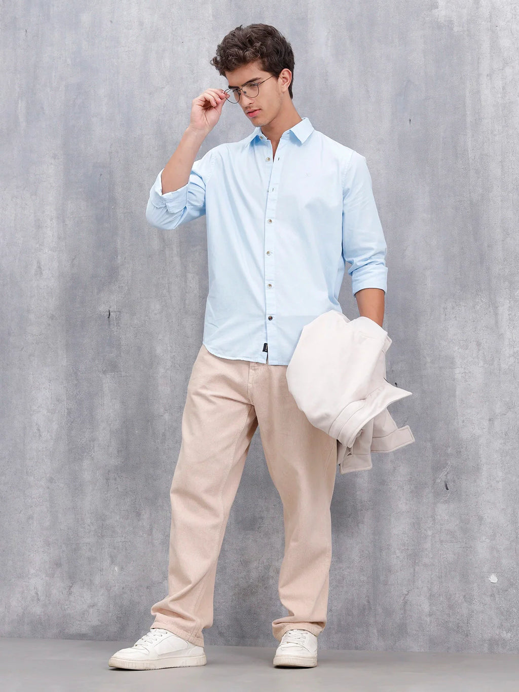 Men Casual Slim Fit Shirt | Light Blue