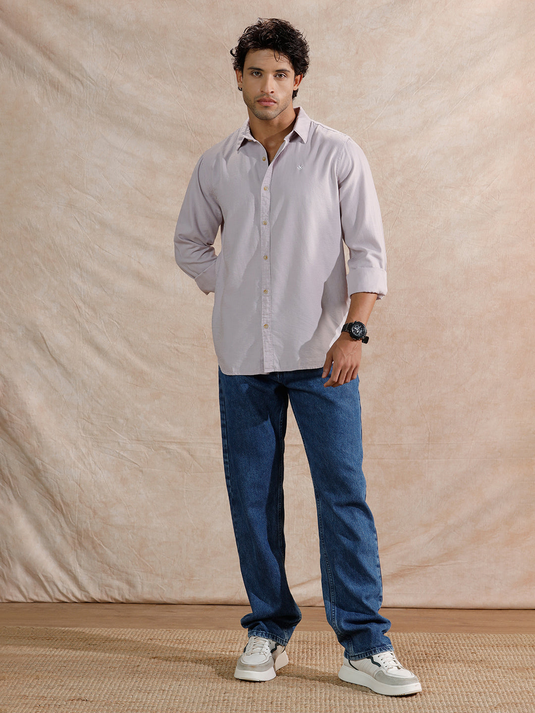Textured Regular Fit T-Shirt | Purple
