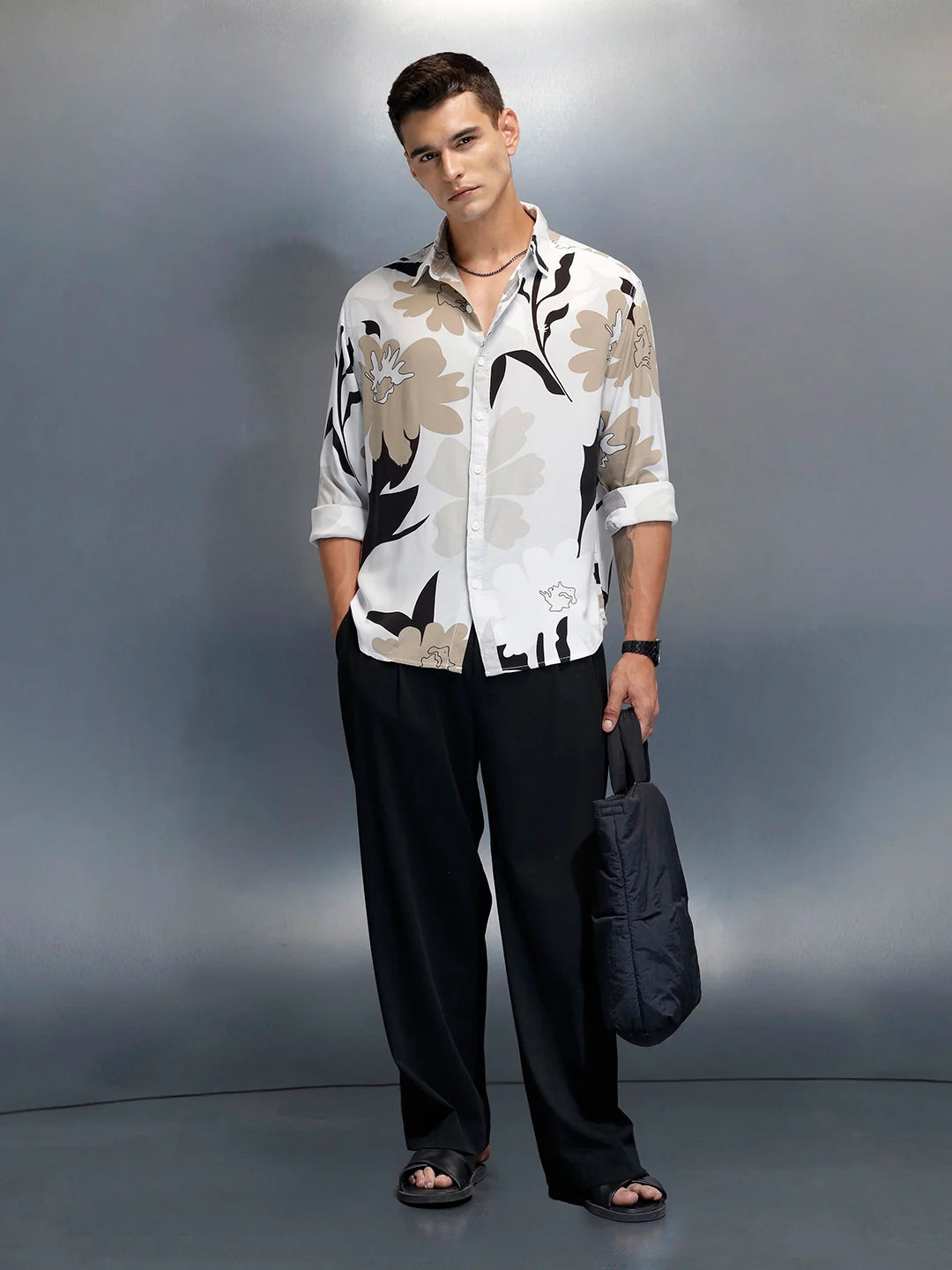 Floral Printed Comfort Fit Casual Shirt | Off White