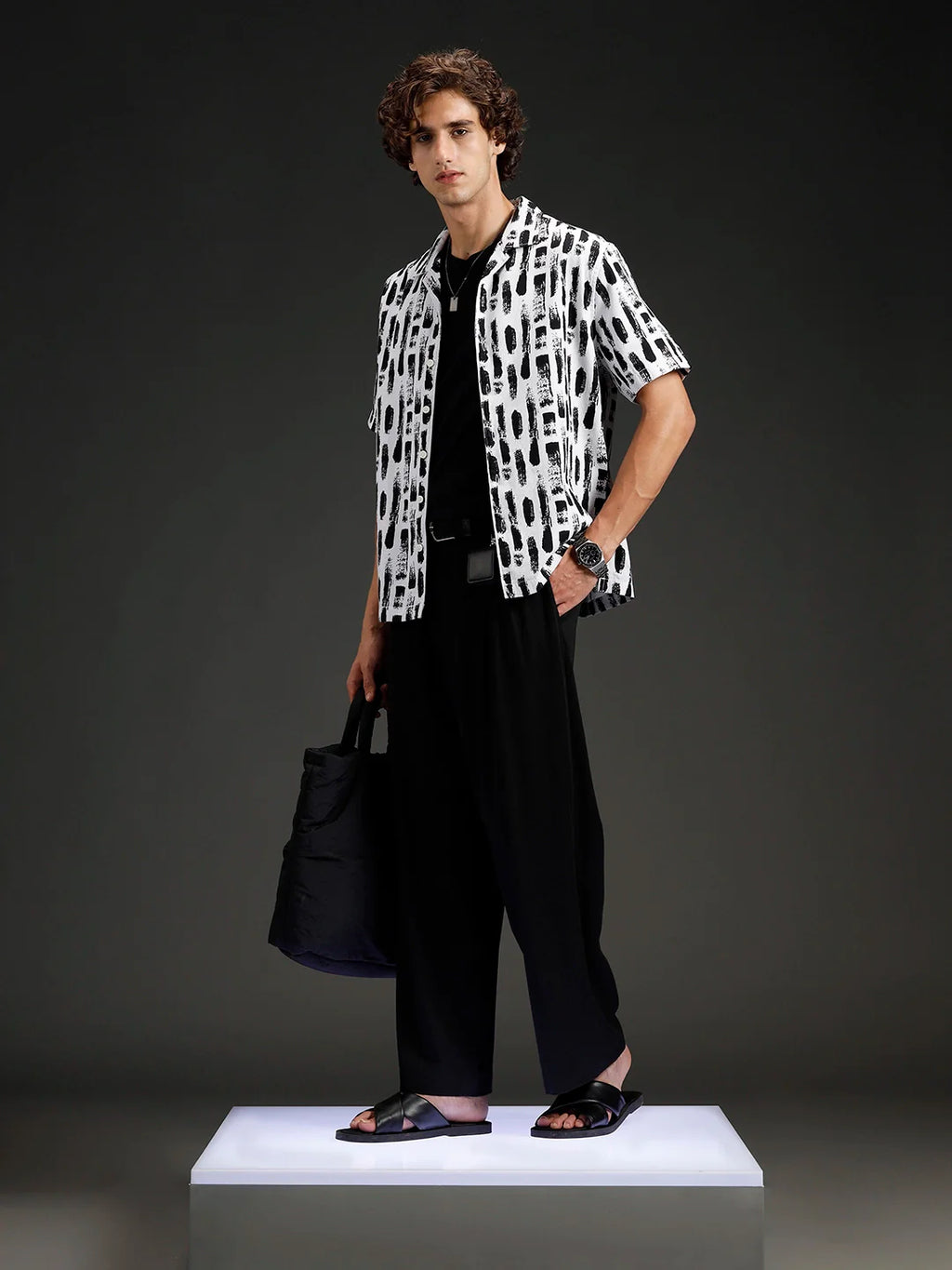 Wrogn All-Over-Printed Resort Collared Shirt | White