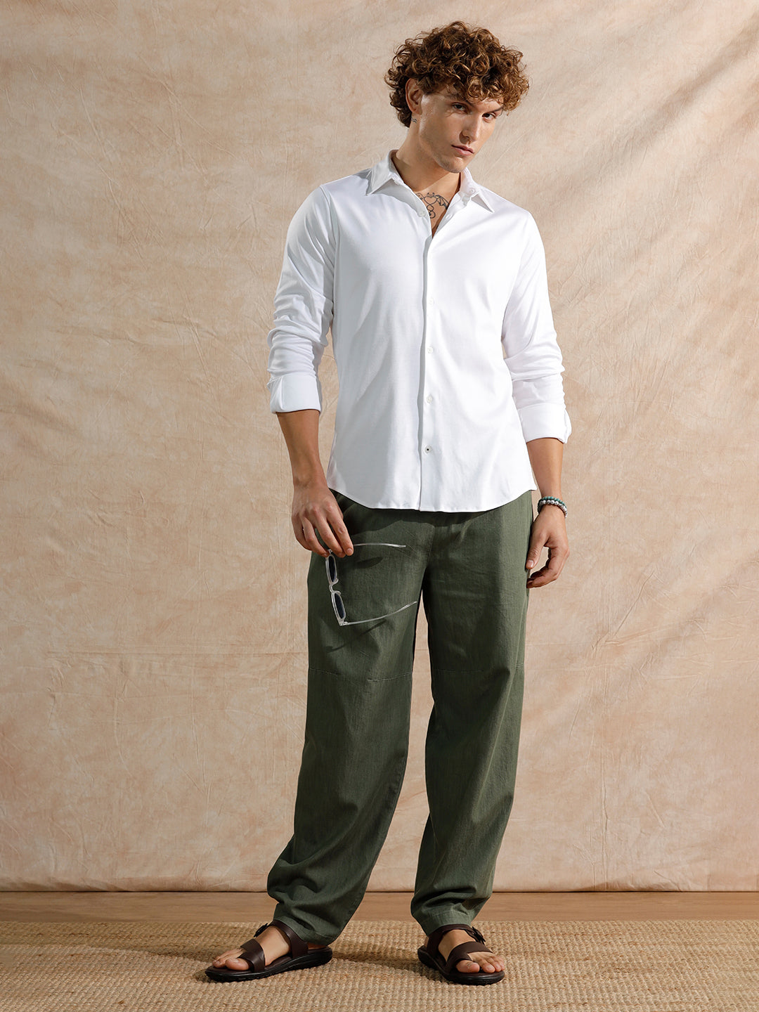 Solid Stretch Slim Fit Shirt | White