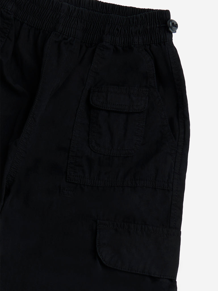 Y&F Kids Black Mid-Rise Cotton-Blend Joggers