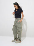 Y&F Kids Olive High-Rise Cotton-Blend Joggers