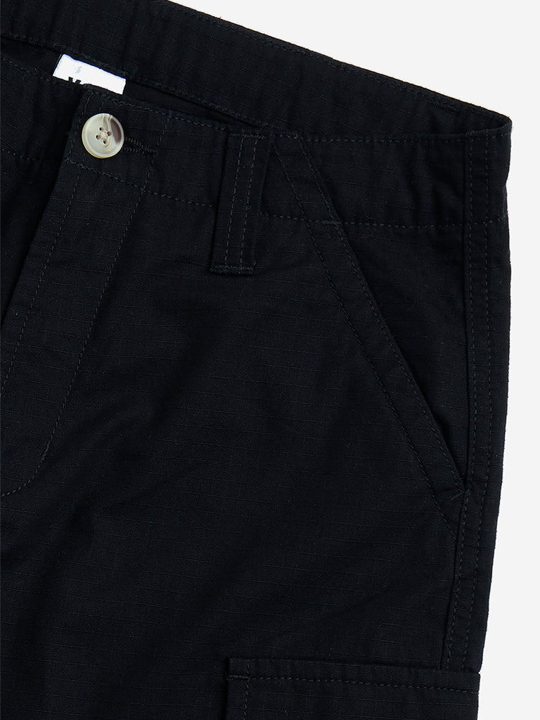 Y&F Kids Black High-Rise Cotton Shorts