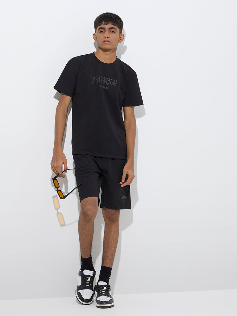 Y&F Kids Black Mid-Rise Shorts