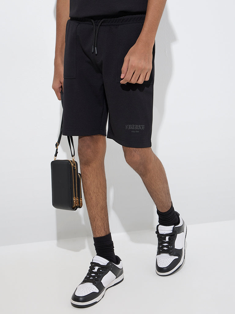 Y&F Kids Black Mid-Rise Shorts