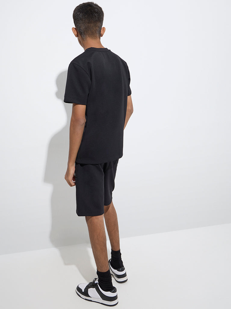 Y&F Kids Black Mid-Rise Shorts