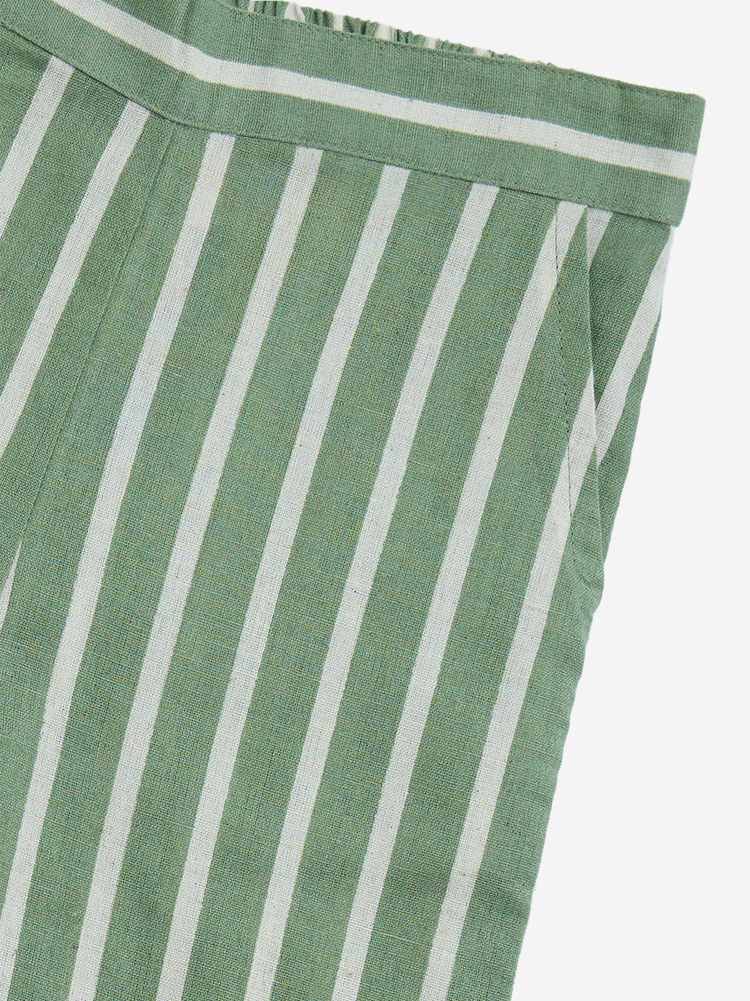 Utsa Kids Green Stripe Pattern Cotton-Blend Ethnic Pants - (2-8yrs)