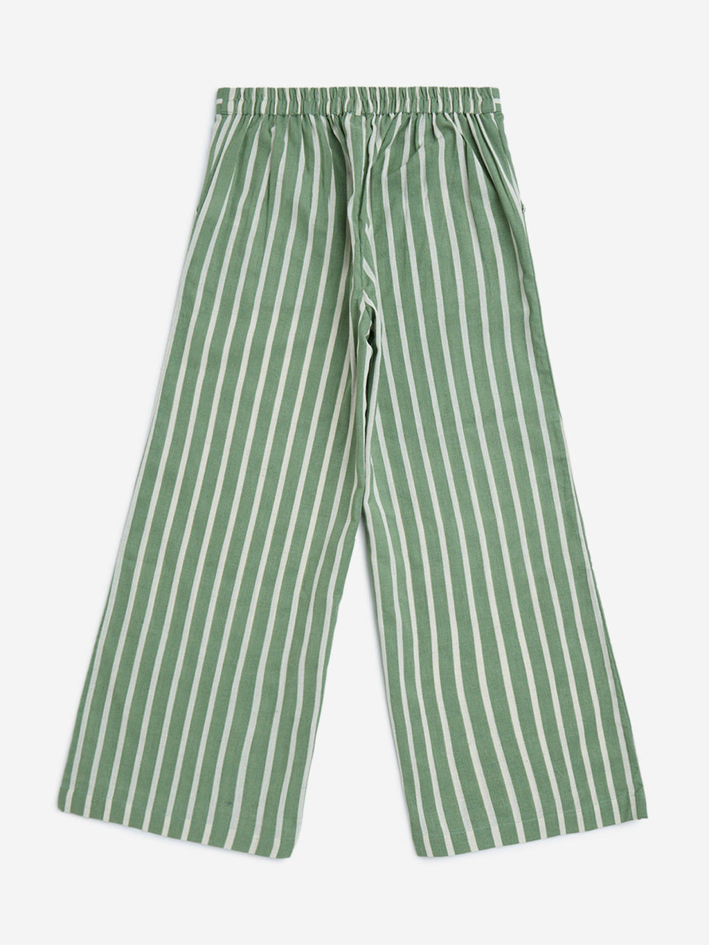 Utsa Kids Green Stripe Pattern Cotton-Blend Ethnic Pants - (8-14yrs)