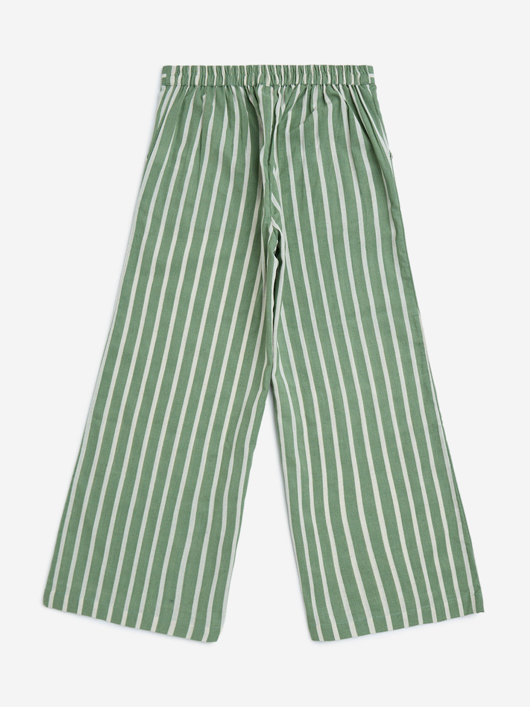 Utsa Kids Green Stripe Pattern Cotton-Blend Ethnic Pants - (8-14yrs)