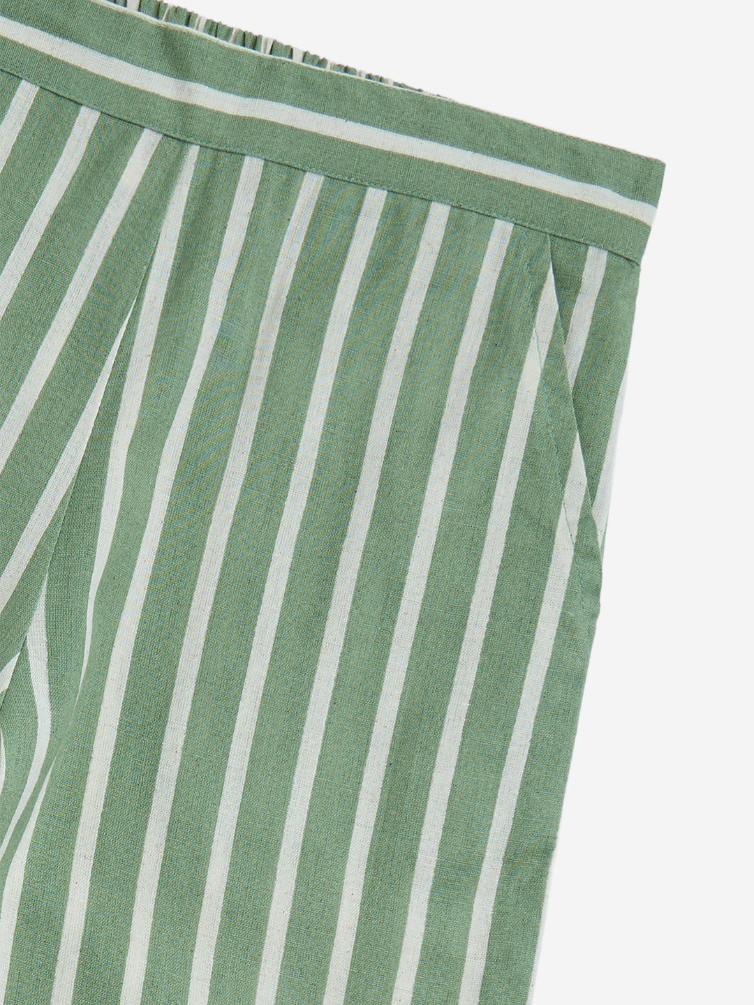 Utsa Kids Green Stripe Pattern Cotton-Blend Ethnic Pants - (8-14yrs)