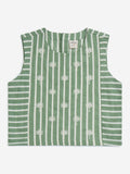 Utsa Kids Green Striped Cotton-Blend Ethnic Top - (8-14yrs)