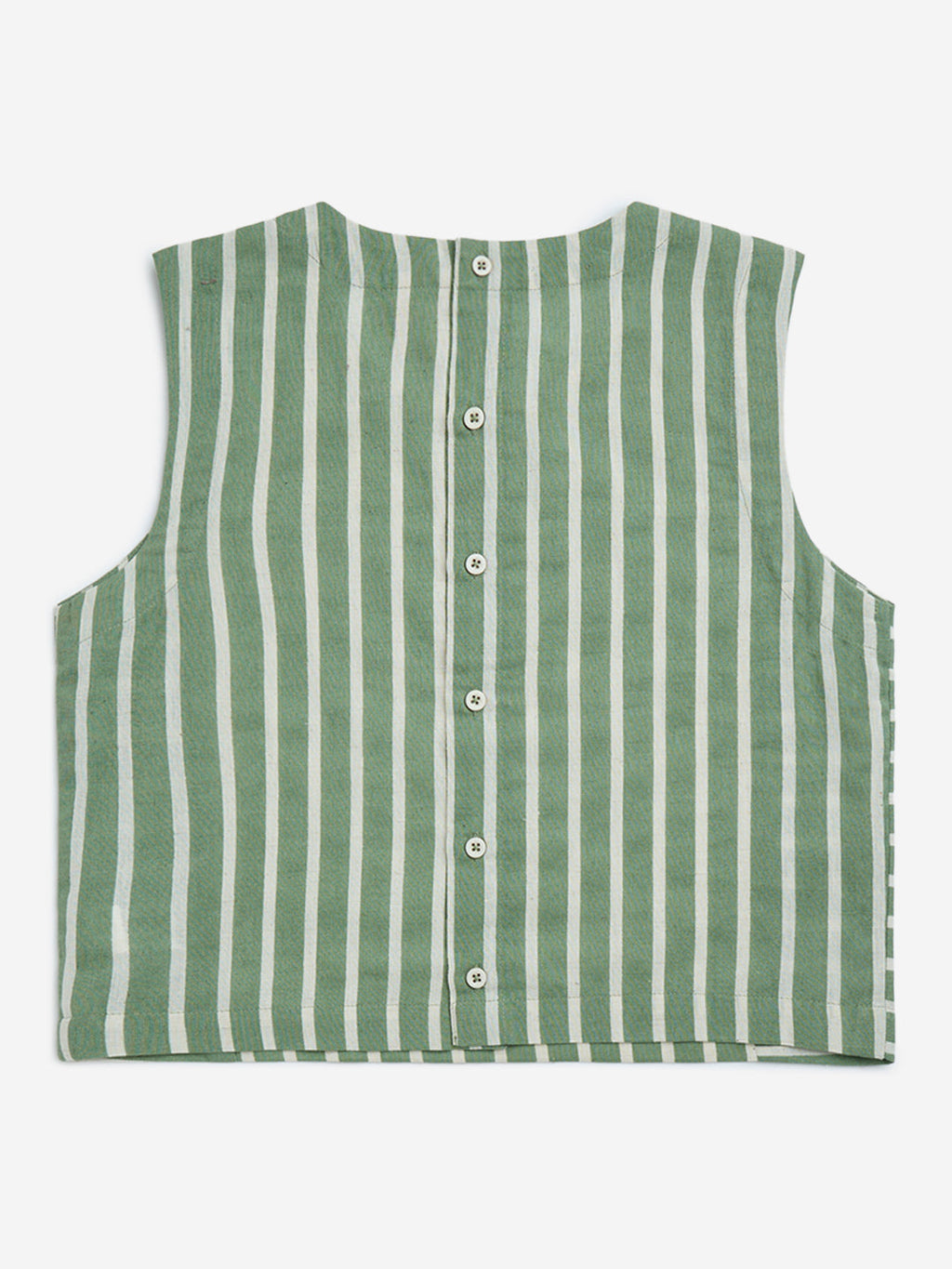 Utsa Kids Green Striped Cotton-Blend Ethnic Top - (8-14yrs)
