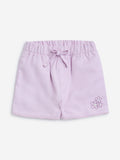 HOP Kids Lilac Floral Mid-Rise Cotton Shorts