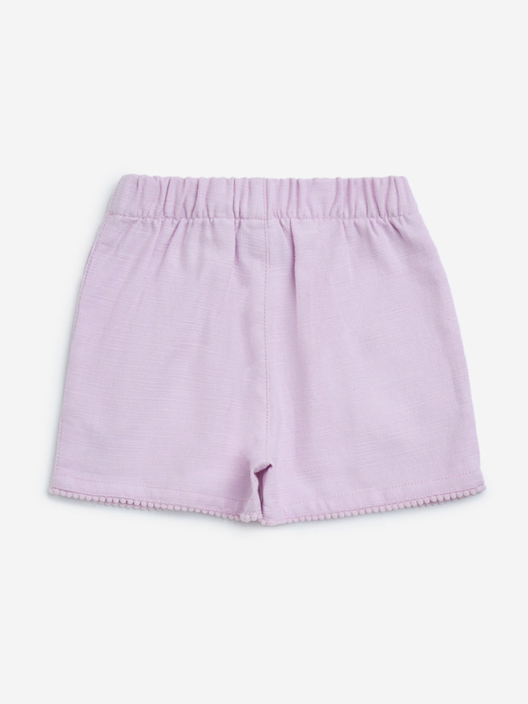 HOP Kids Lilac Floral Mid-Rise Cotton Shorts