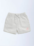 HOP Kids Off-White Mid-Rise Cotton Shorts
