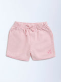 HOP Kids Pink Mid-Rise Cotton Shorts