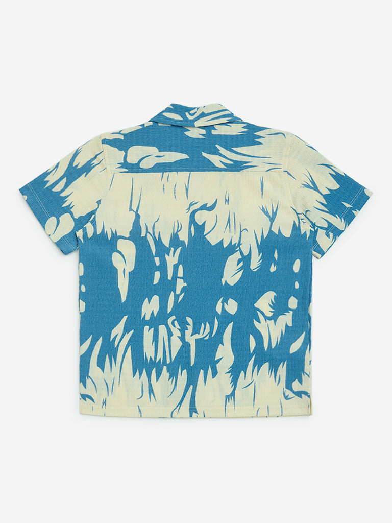 Y&F Kids Blue Abstract Design Resort-Fit Shirt