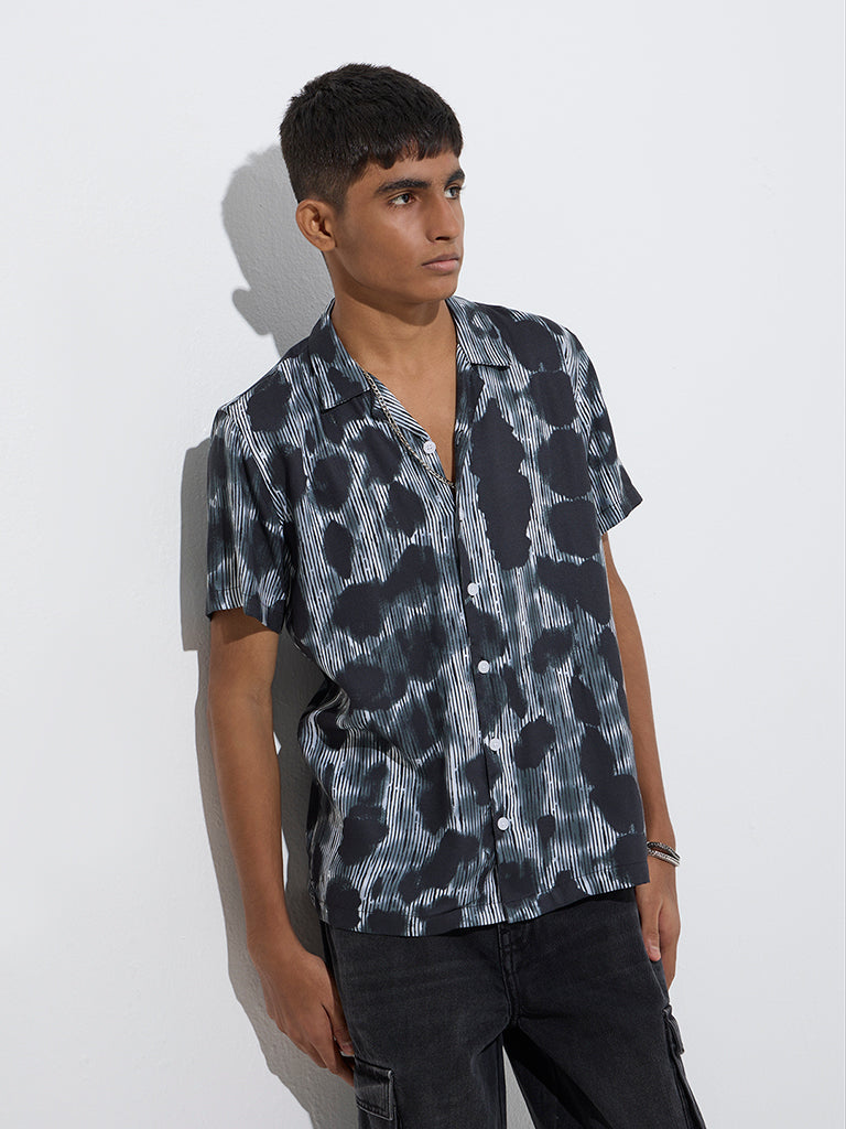 Y&F Kids Black Abstract Design Shirt