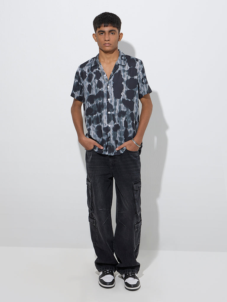Y&F Kids Black Abstract Design Shirt