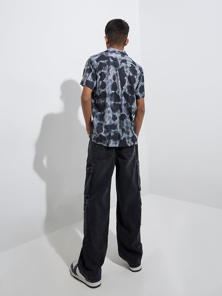 Y&F Kids Black Abstract Design Shirt