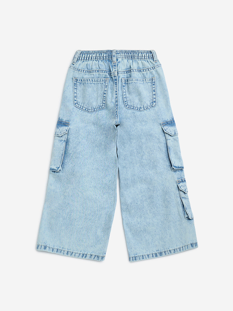 HOP Kids Light Blue Faded Relaxed-Fit Mid-Rise Jeans