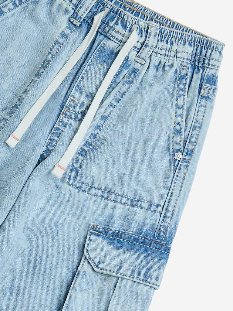 HOP Kids Light Blue Faded Relaxed-Fit Mid-Rise Jeans