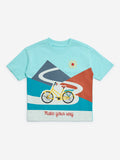 HOP Kids Aqua Printed Cotton T-Shirt
