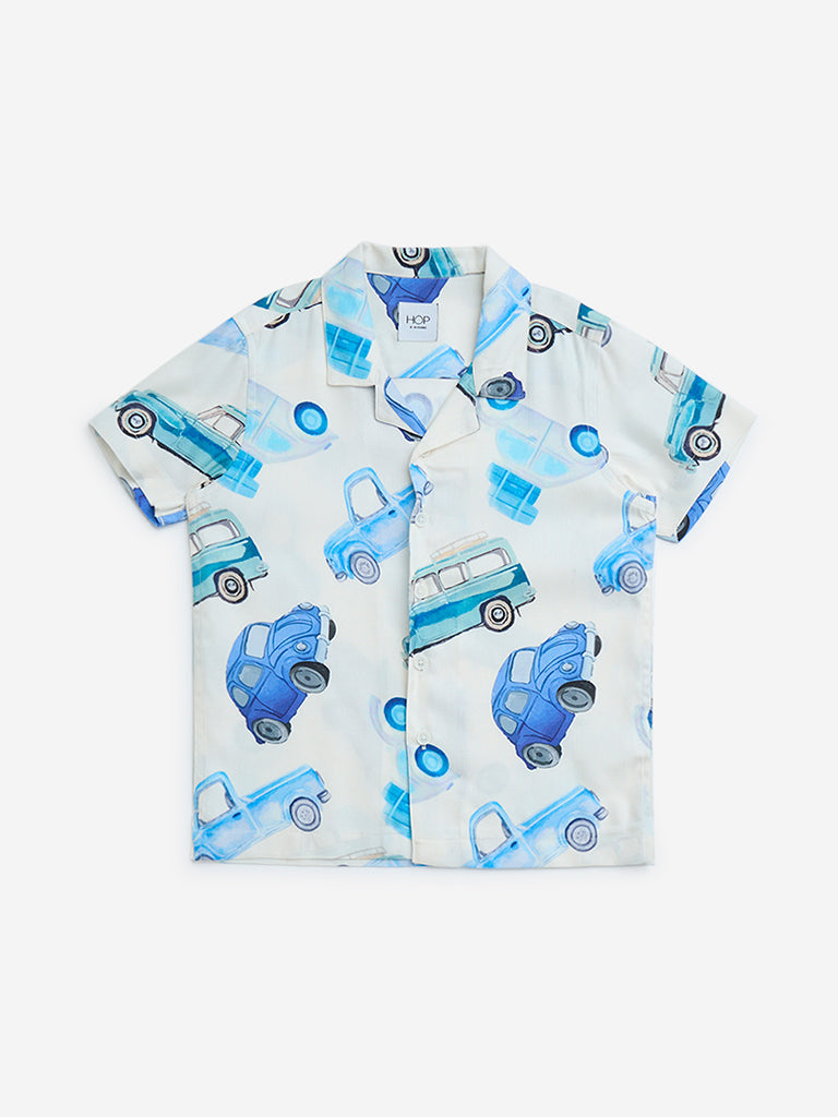HOP Kids White Car Design Shirt