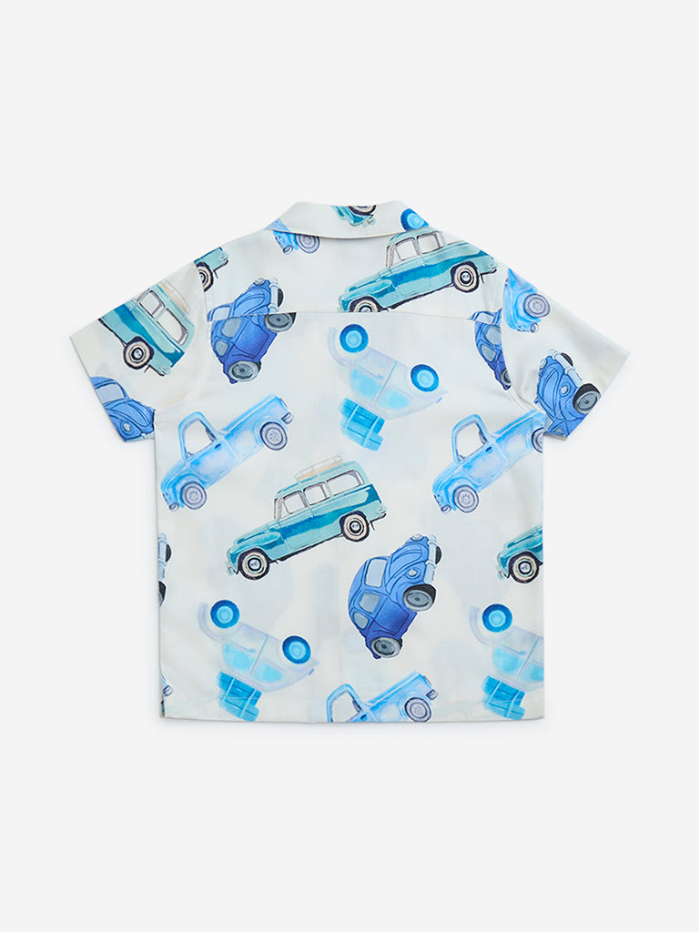 HOP Kids White Car Design Shirt