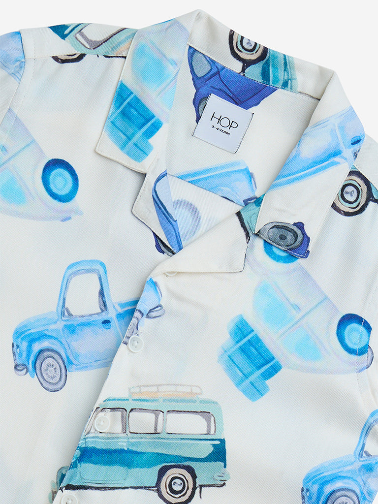 HOP Kids White Car Design Shirt