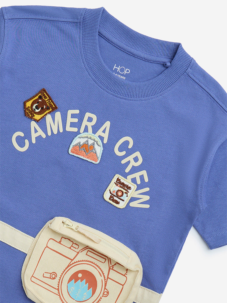 HOP Kids Lavender Pouch-Detailed Cotton T-Shirt