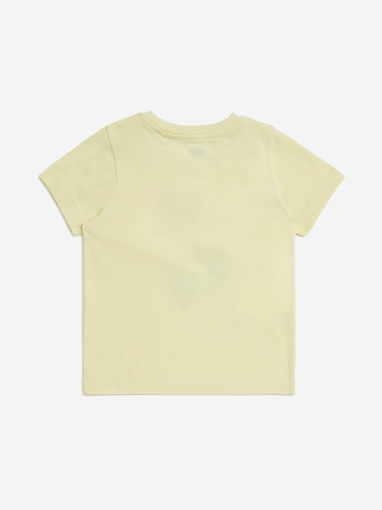 HOP Kids Yellow Animal Pattern Cotton T-Shirt