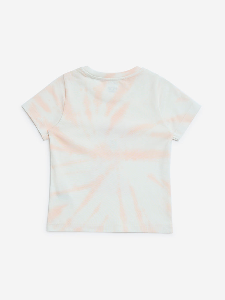HOP Kids Peach Animal Printed Cotton T-Shirt
