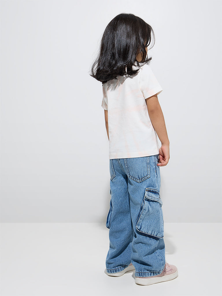 HOP Kids Peach Animal Printed Cotton T-Shirt
