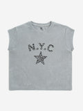 Y&F Kids Grey Text Design Cotton-Blend T-Shirt