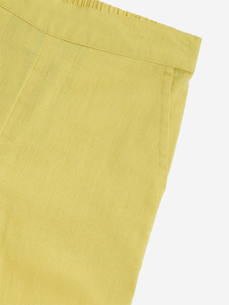 Utsa Kids Yellow Cotton-Blend Palazzos - (2-8yrs)