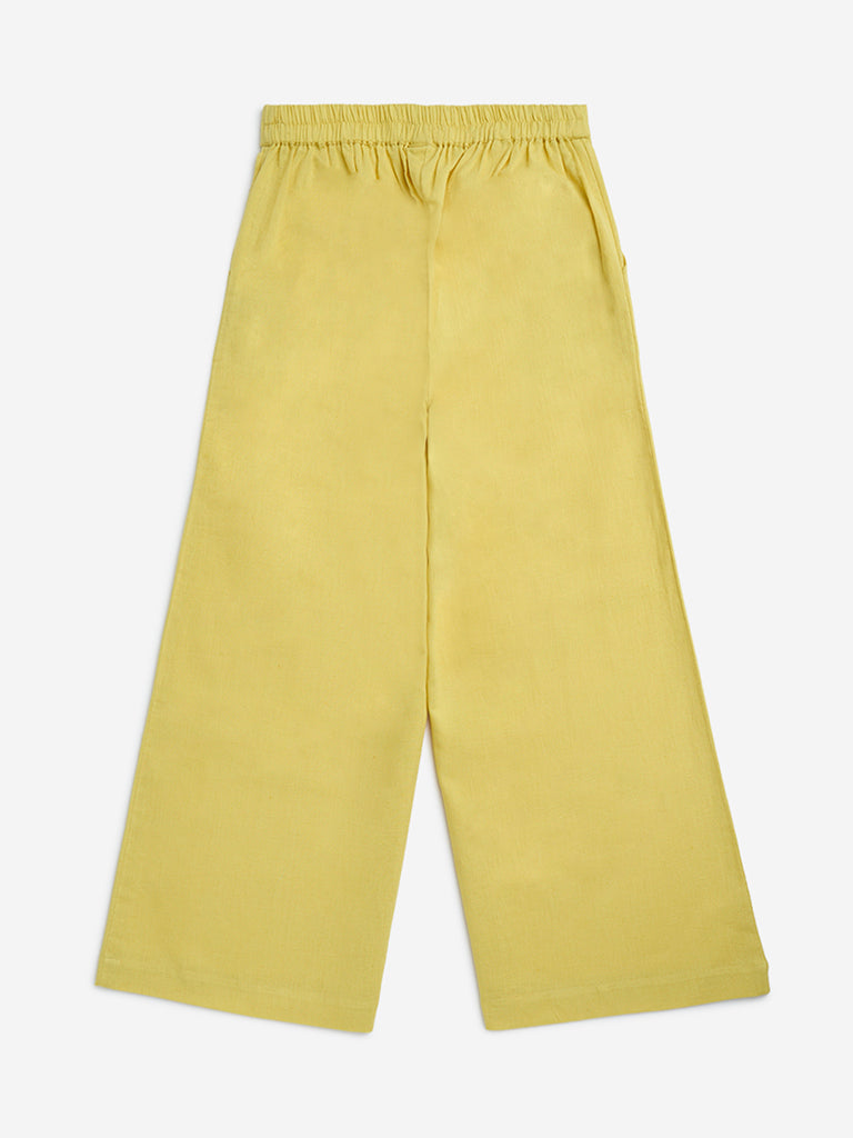 Utsa Kids Yellow Cotton-Blend Palazzos - (8-14yrs)