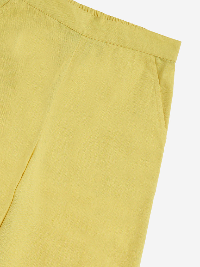Utsa Kids Yellow Cotton-Blend Palazzos - (8-14yrs)