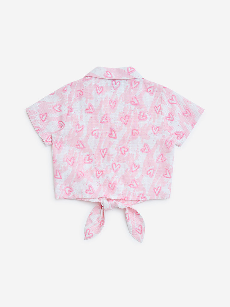 HOP Kids Pink Heart Printed Shirt
